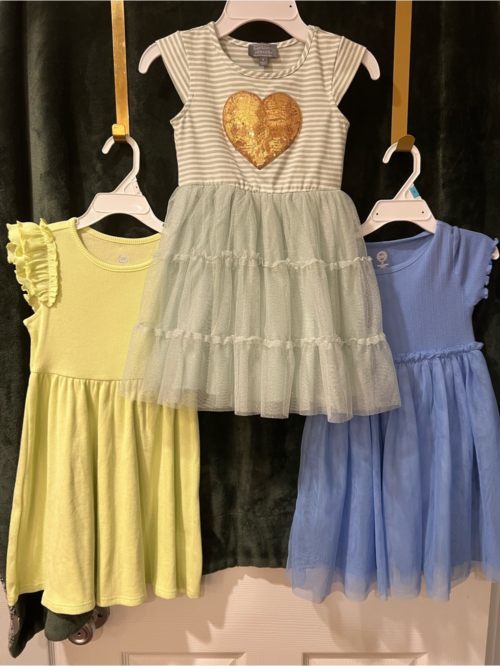 Blue& Mint & Gold Heart Tulle Dresses